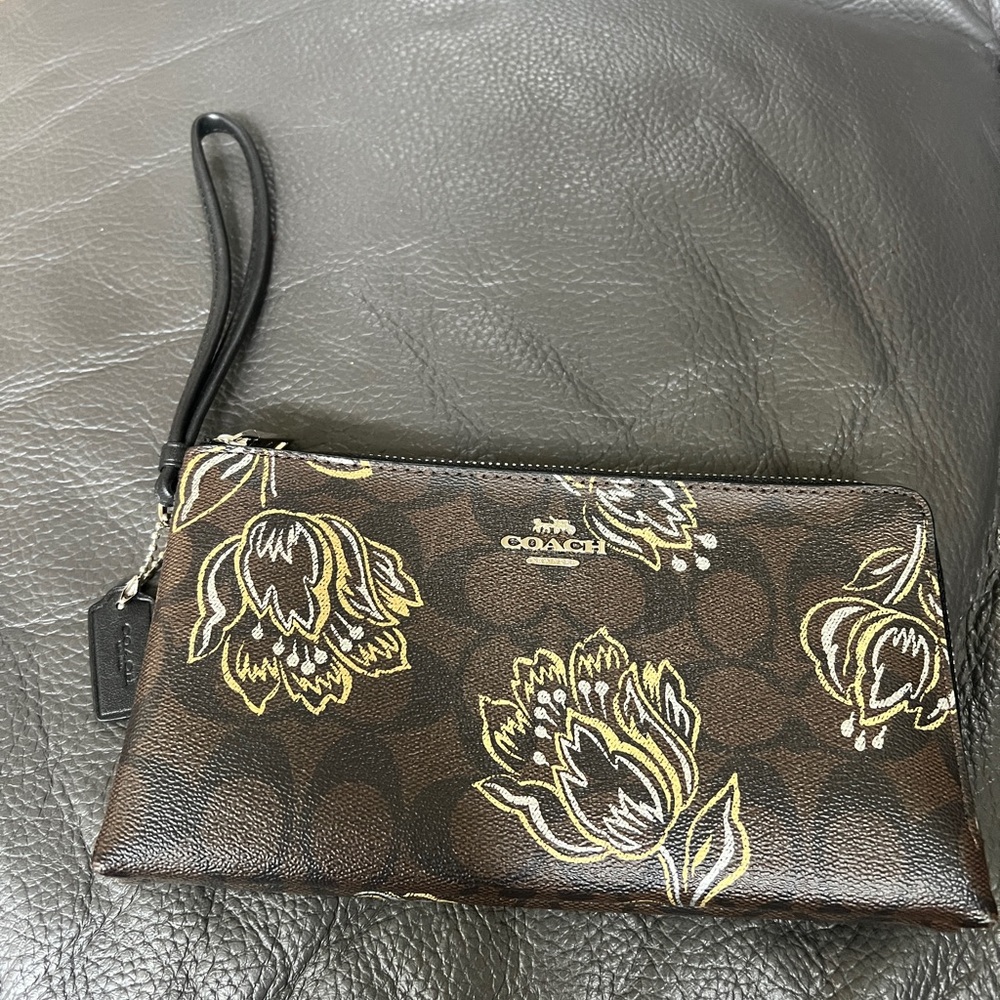 Coach Brown Floral Clutch